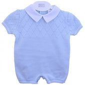 Pex Baby Boy Pale Blue Fine Knit Romper
